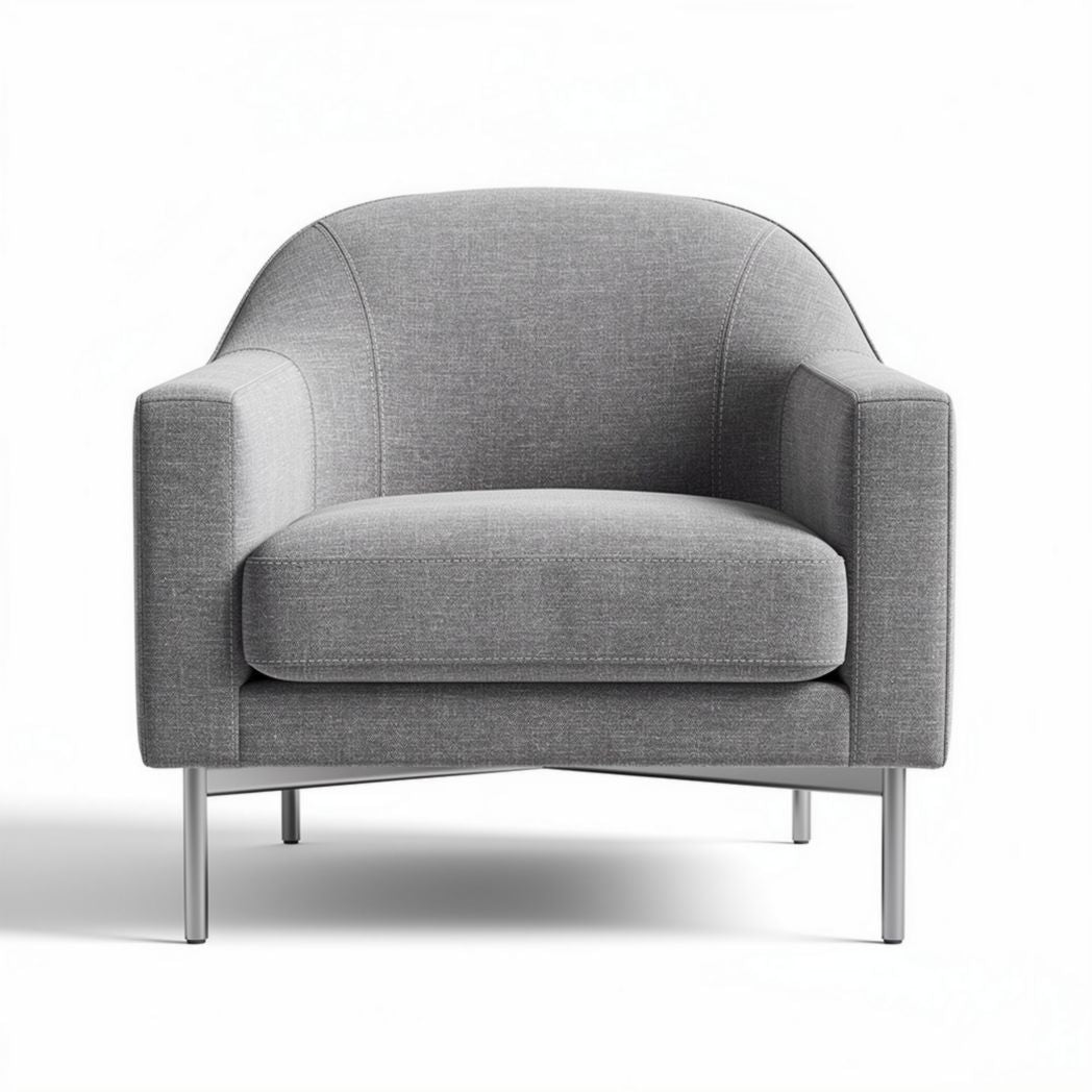 Fotel z szarego materiału tapicerskiego do użytku w salonie - 70 x 75 x 70cm