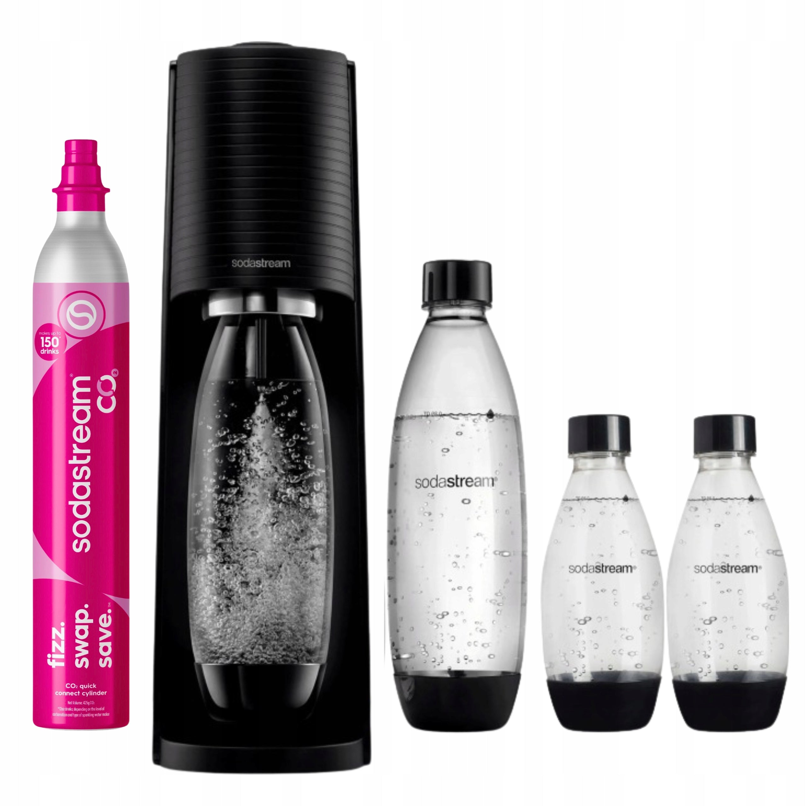Saturator SodaStream Terra czarny do wody + 3 butelki + nabój z gazem CO2(440 ml/Saturator SodaStream Terra czarny do wody + 3 butelki + nabój z gazem CO2)