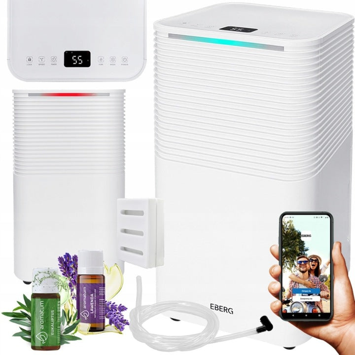 EBERG Osuszacz powietrza EBERG RICO pochłaniacz 12l/24h +WiFi +TIMER +higrostat(200 W/12 l/24 h/Osuszacz powietrza EBERG RICO pochłaniacz 12l/24h +WiFi +TIMER +higrostat)